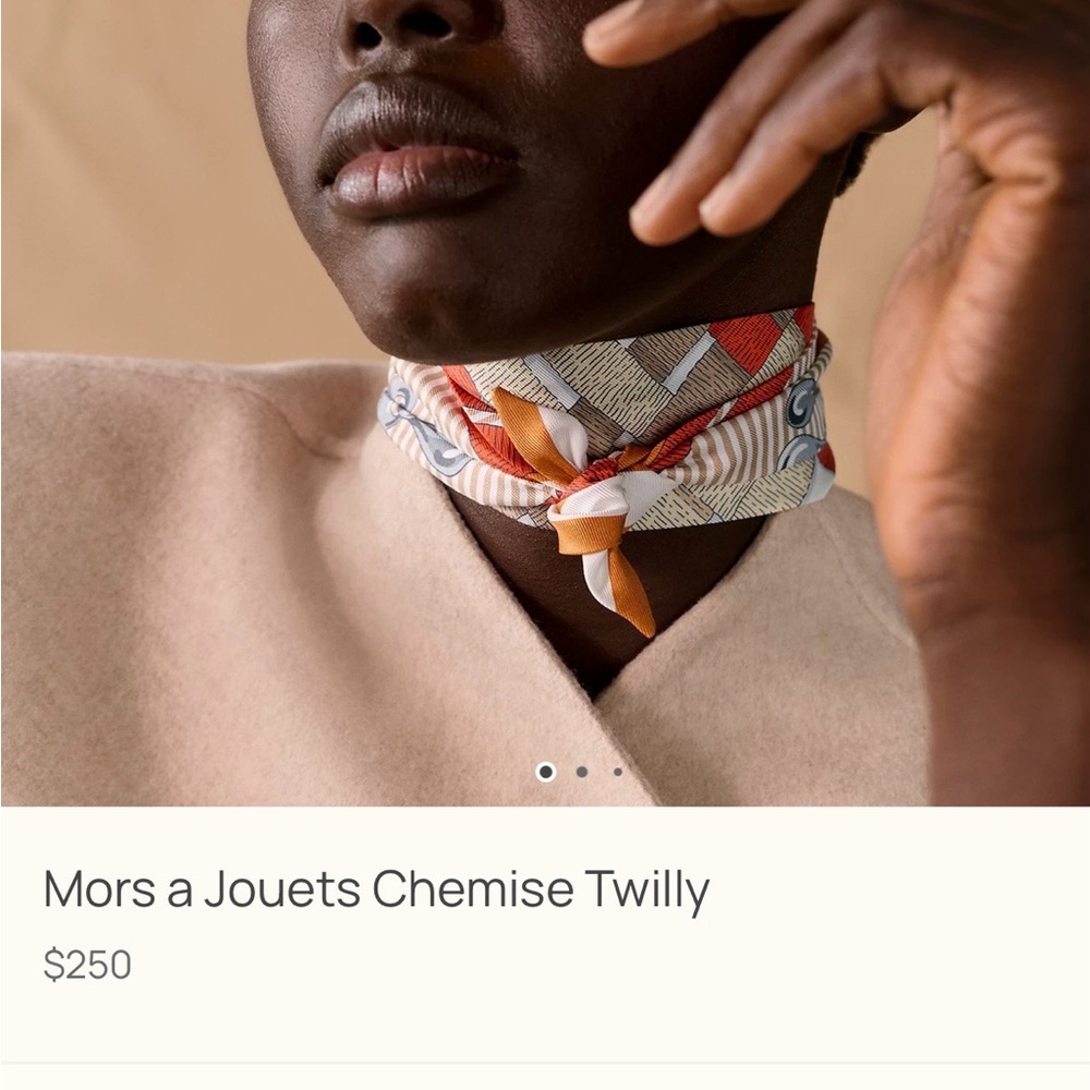 Hermes Mors a Jouets Chemise Twilly Scarf - Gray, White, and Pink